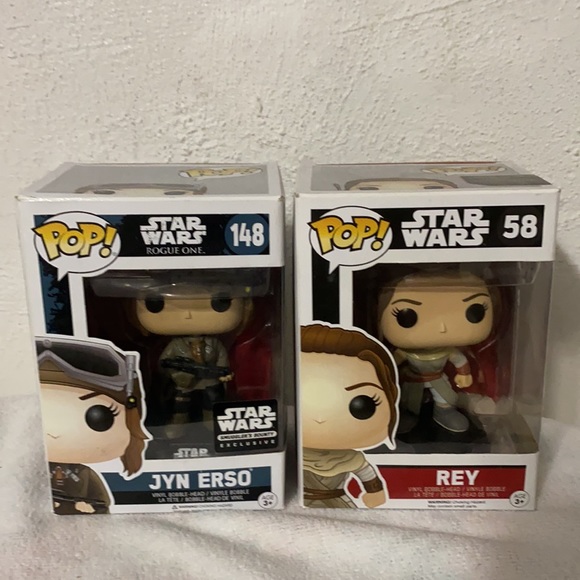 Star ⭐️ Wars/Loungefly/Ewok bag+REY/JYN POP Funko 5”